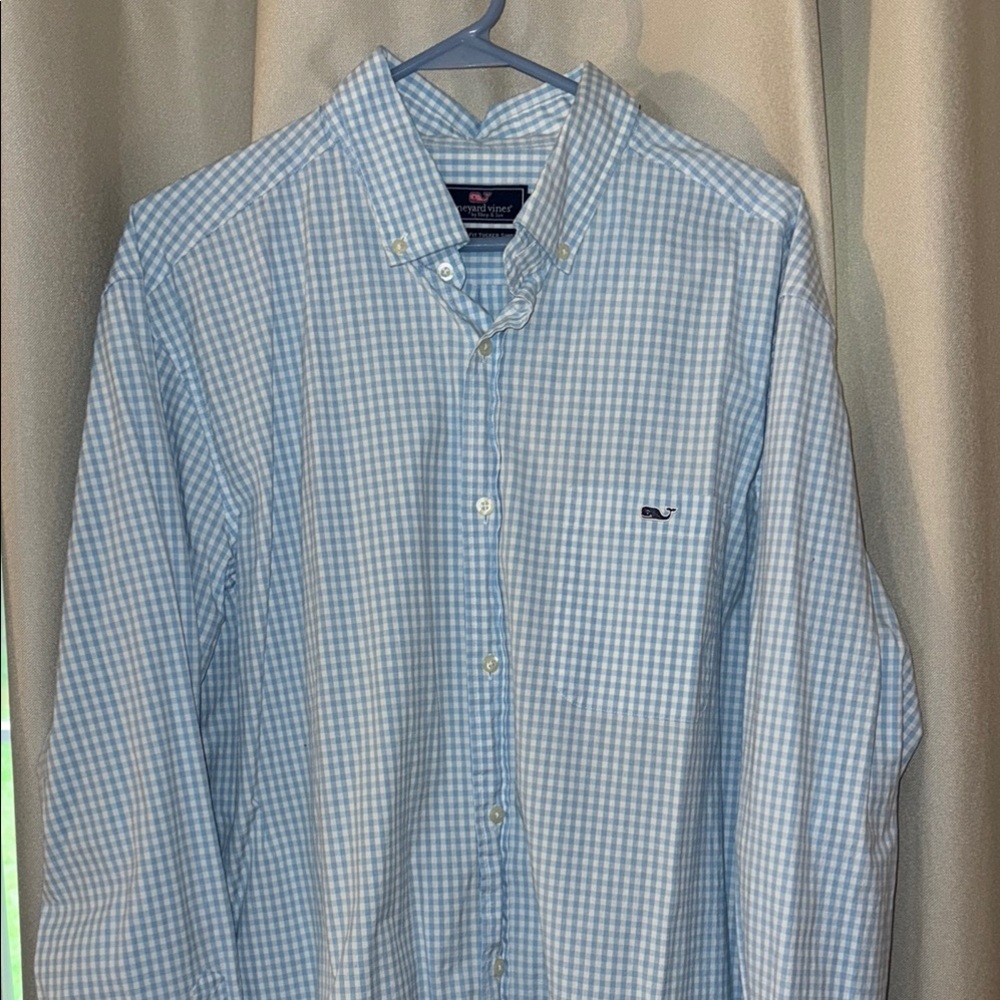 Vineyard Vines Men's Light Blue Checkered Shirt